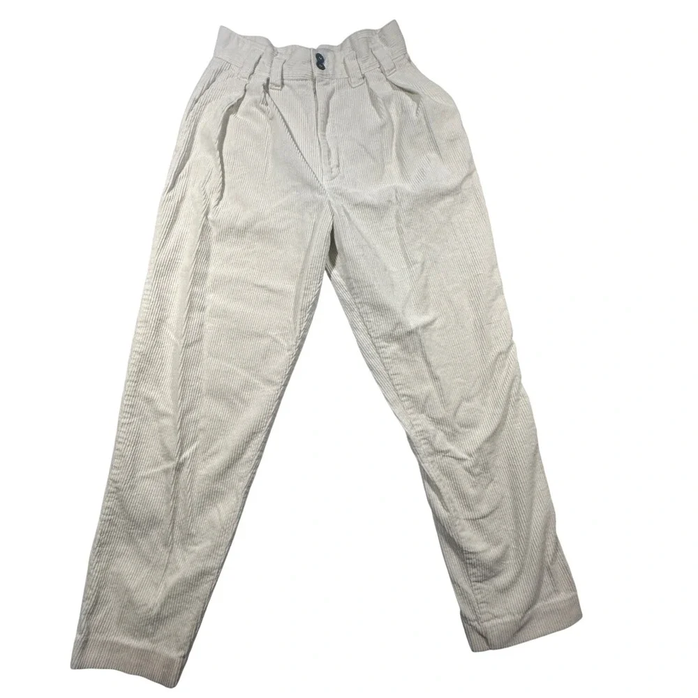 Vintage Sycamore Corduroy Pants Off White Pleated Tapered 90s VTG Women's 7